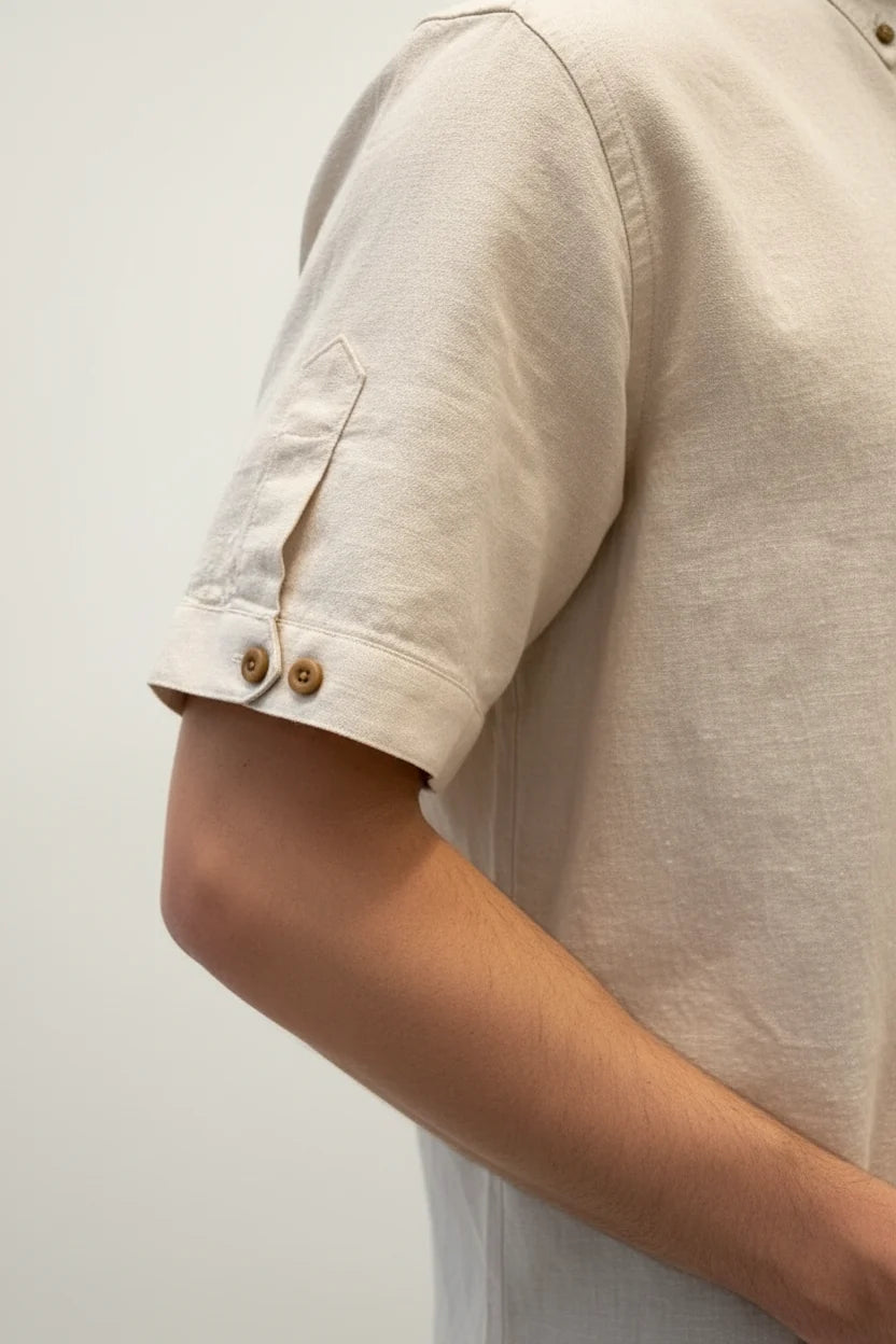 Quarn Beige overhemd korte mouw
