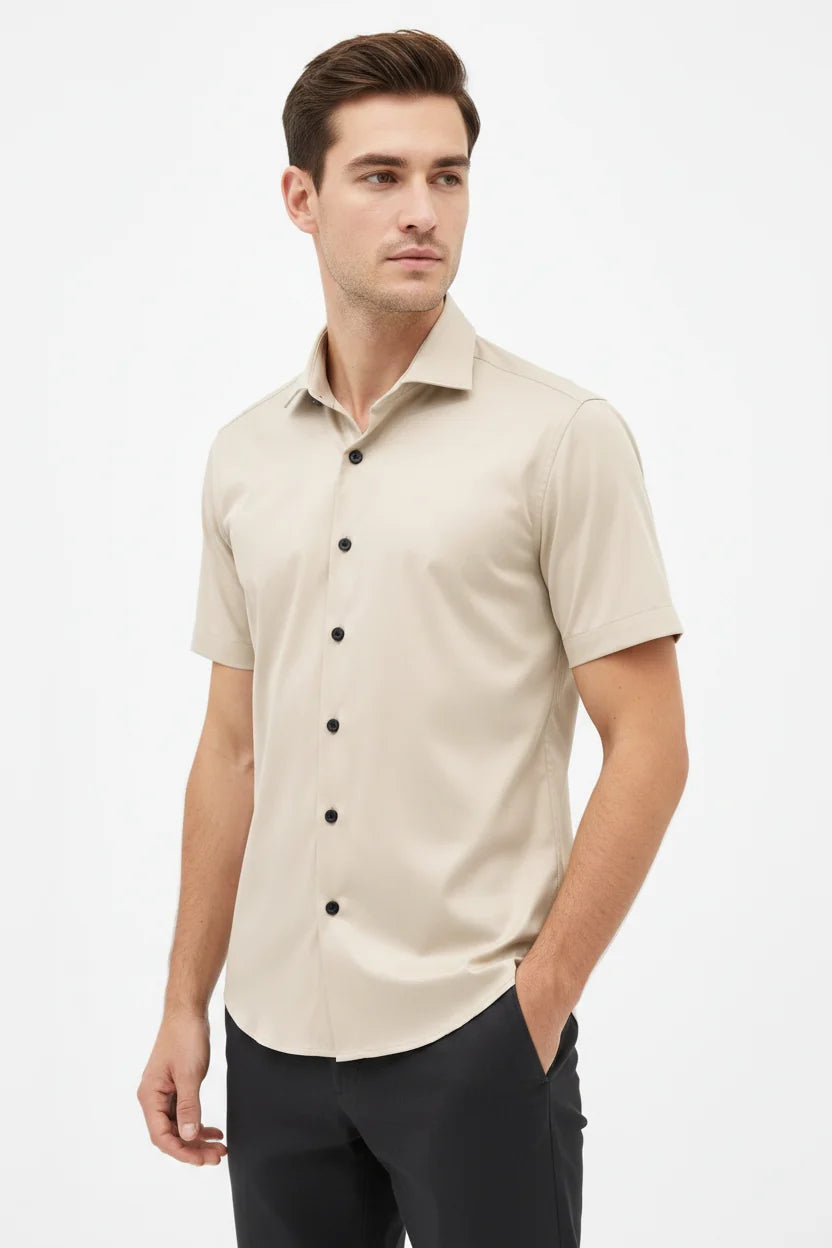 Het Brylor Beige Overhemd met Korte Mouwen